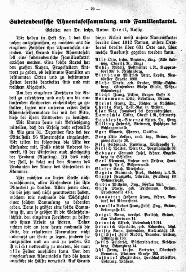Sudetendeutsche Ahnentafelsammlung und Familienkartei - 1
