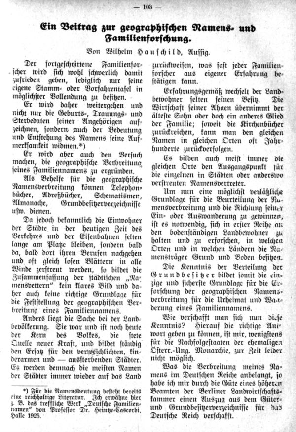 Ein Beitrag zur geographischen Names- und Familienforschung - 1