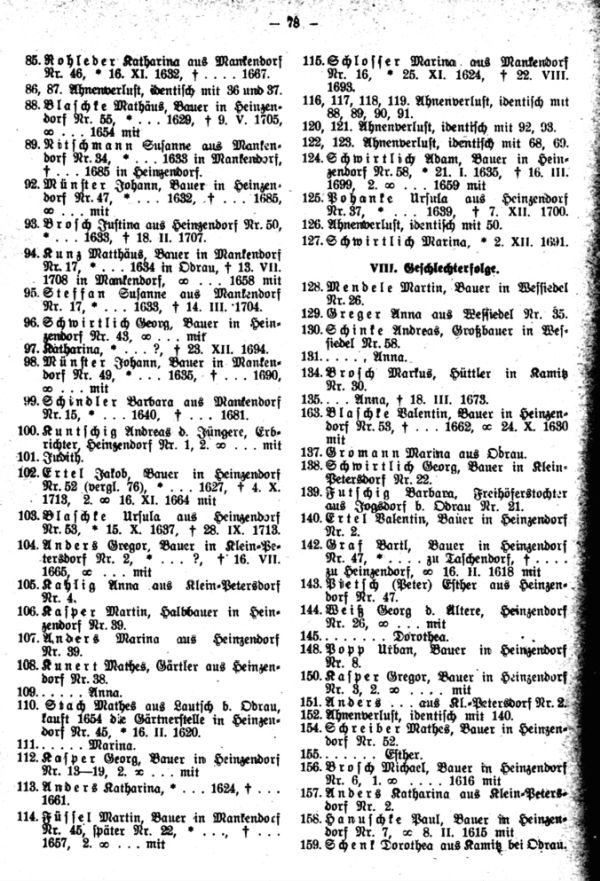 Ahnentafeln bekannter Sudetendeutscher:   4. Gregor Johann Mendl (Fortsetzung) - 3