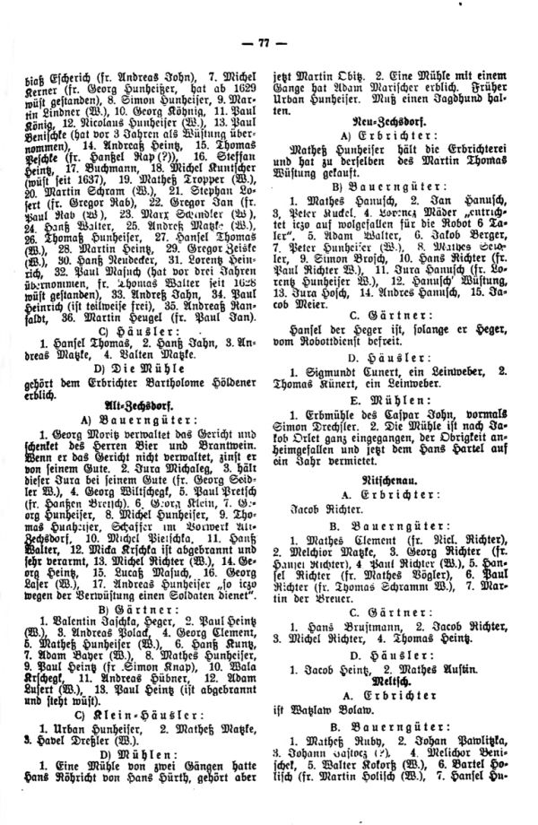 Die Familien von Wigstadtl in Schlesien und der umliegenden Dörfer im Jahre 1640 - 2