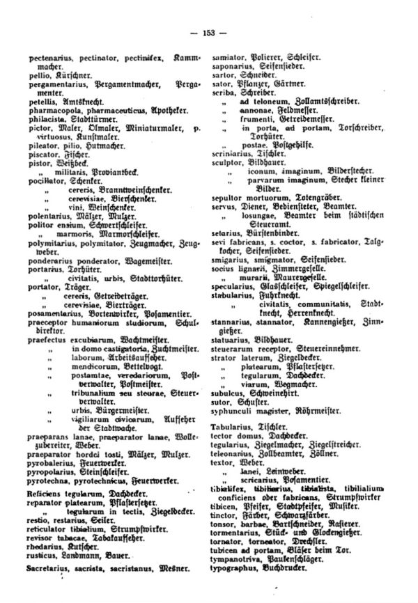 Die lateinischen Bezeichnungen für Stand und Gewerbe in den Egerer Pfarrmatriken - 4