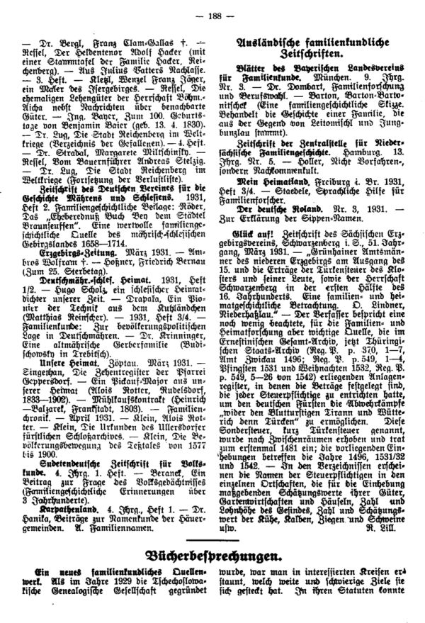  Das Urbar der Lichtensteinischen Herrschaft Nikolsburg.  Ein neues familienkundliches Quellenwerk (R. Prochazka, Rodopisna Enzyklopedie Ceskoslovenska)