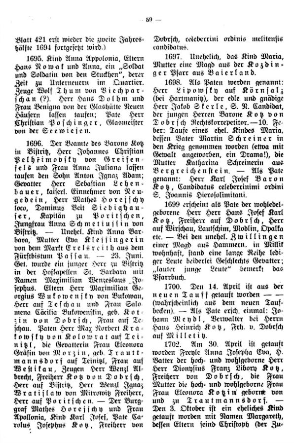Adelige, Auswärtige und Ausländer im alten Kirchenbuch von Neuern (1654-1706) - 3