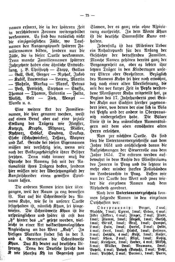 Die Familiennamen der Ortschaften des Kirchensprengels Oberprausnitz in Laufe der Jahrhunderte - 2