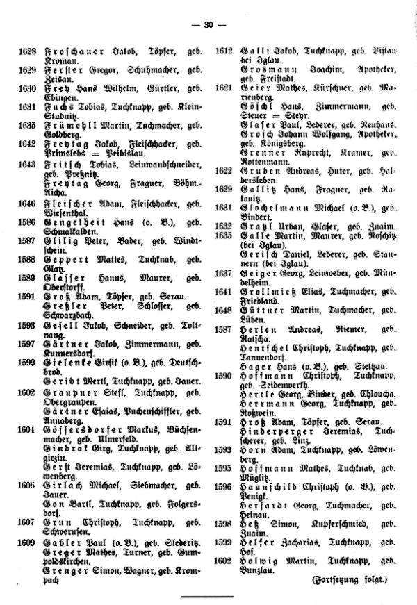 Inglauer Neubürger nach dem ersten Bürgerrechtsbüchel von 1586-1649 - 3