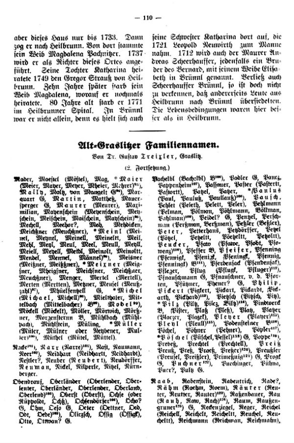 Alt-Graslitzer Familiennamen - 1