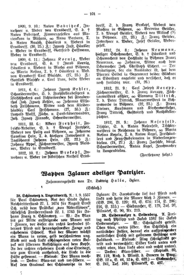 Wappen Iglauer adeliger Patrizier - 1