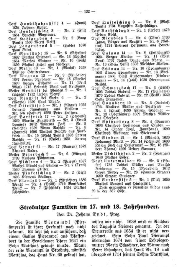Strobnitzer Familien im 17. und 18. Jh - 1
