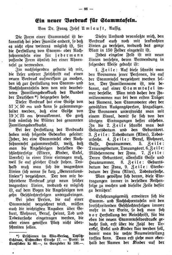 Ein neuer Vordruck für Stammtafeln - 1