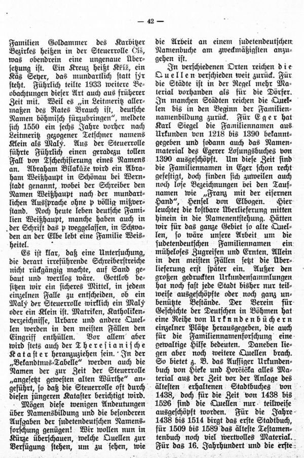 Die deutschen Familiennamen in Böhmen und Mähren - 2