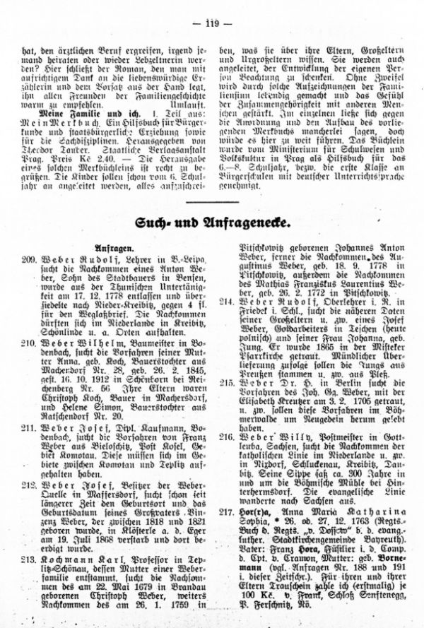 Such- und Anzeigeecke