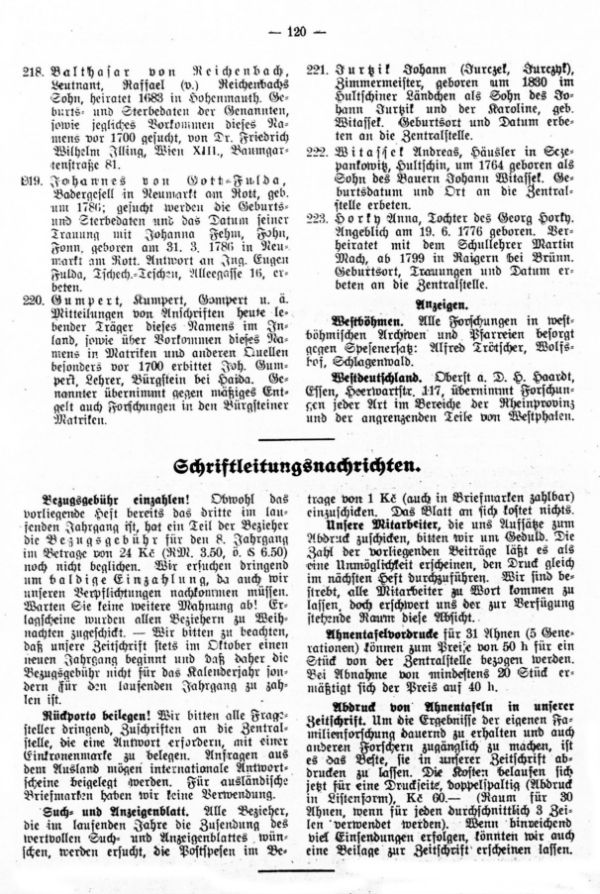 Schriftleitungsnachrichten