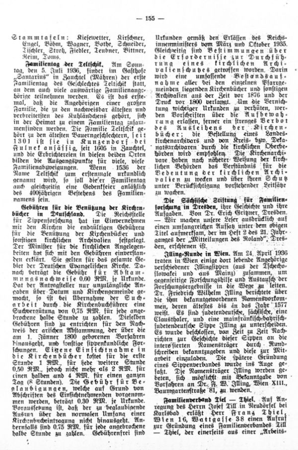 Das alter der Matriken, Von Karl Enzmann, Schönfeld. - Familientag der Teltschik - Illing-Runde in Wien - Familienverband Thiel-Tiel