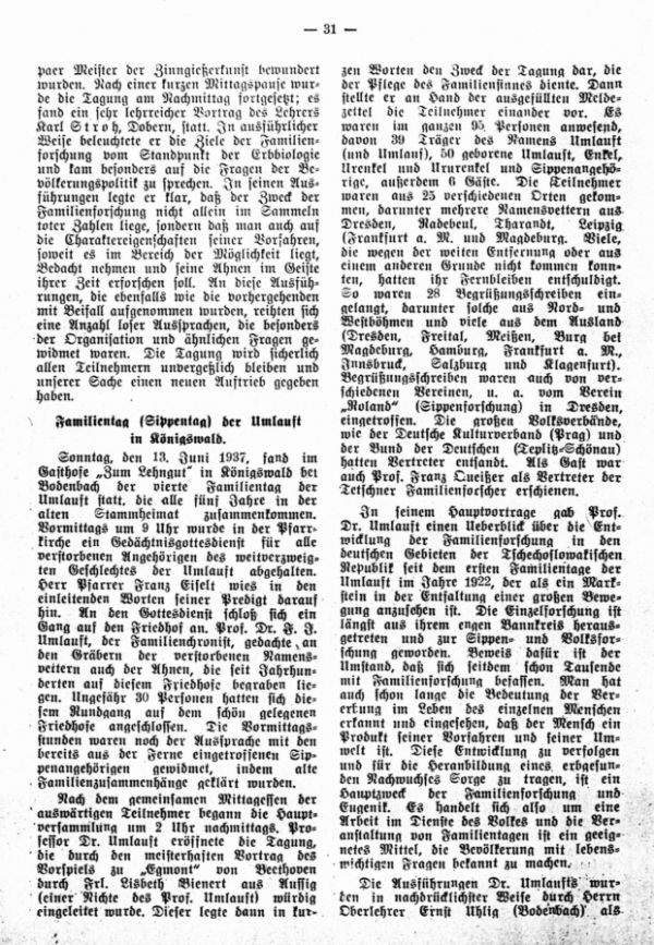 Familientag der Umlauft in Königswald