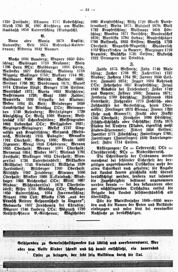 Familiennamen in der Pfarre Oberhaid bei Kaplitz - 4