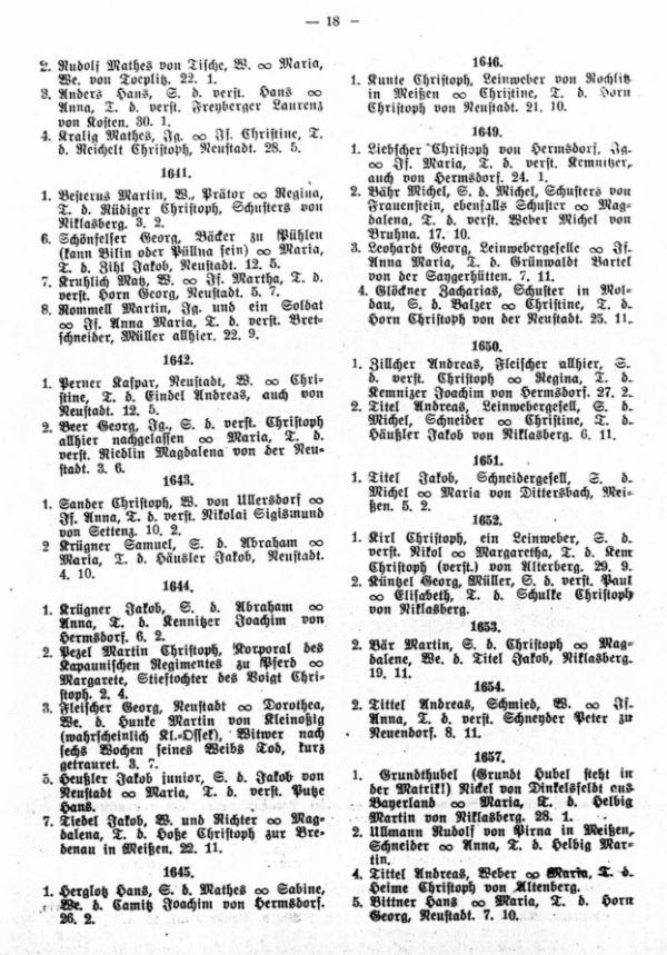Fremde Ehen in Moldau (Bezirk Teplitz-Schönau) von 1608-1697 - 2