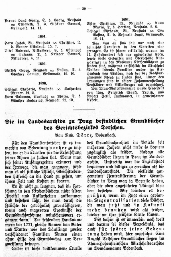 Die im Landesarchiv zu Prag befindlichen Grundbücher des Gerichtsbezirks Tetschen - 1