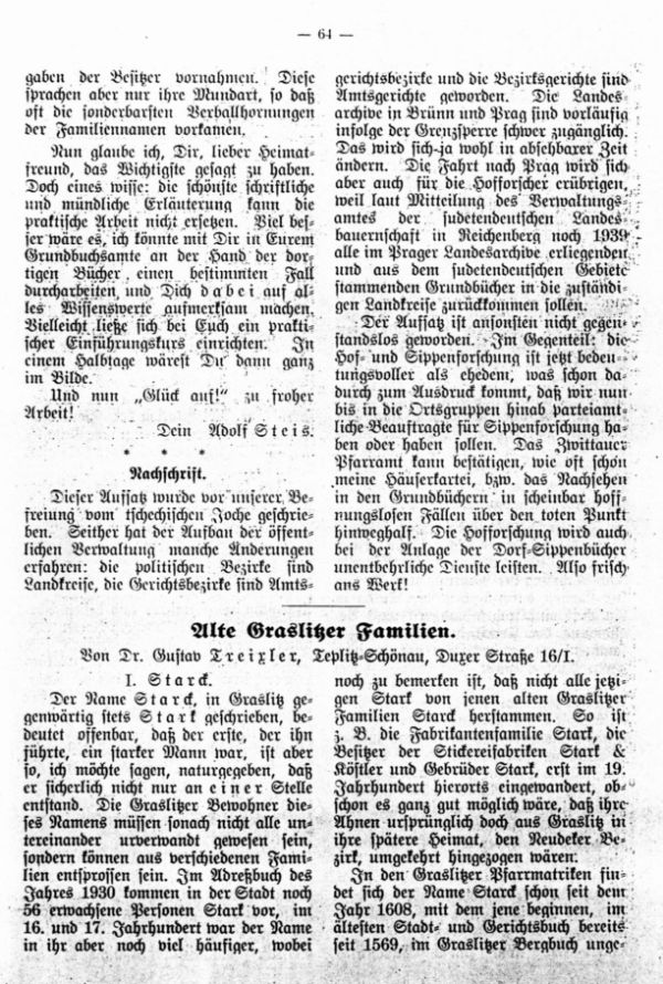 Alte Graslitzer Familien - 1