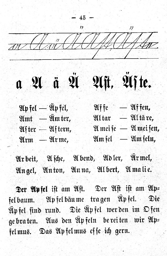 Deutsche Fibel -A - Ä (Schreibschrift /Druckschrift)