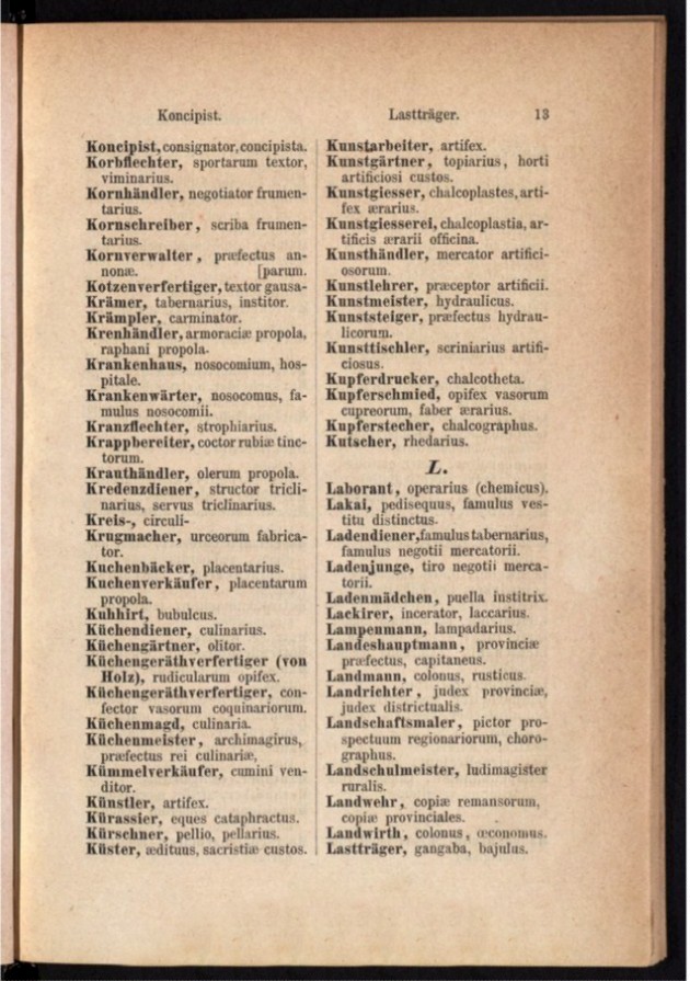 Teil 1 Deutsch - Latein / von 'Koncipist' bis 'Lastträger'