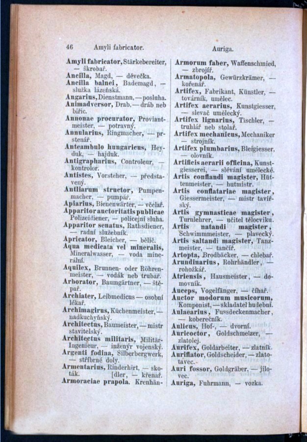 Teil 3  Latein - Deutsch - Böhmisch / von 'Amyli fabricator' bis 'Auriga'